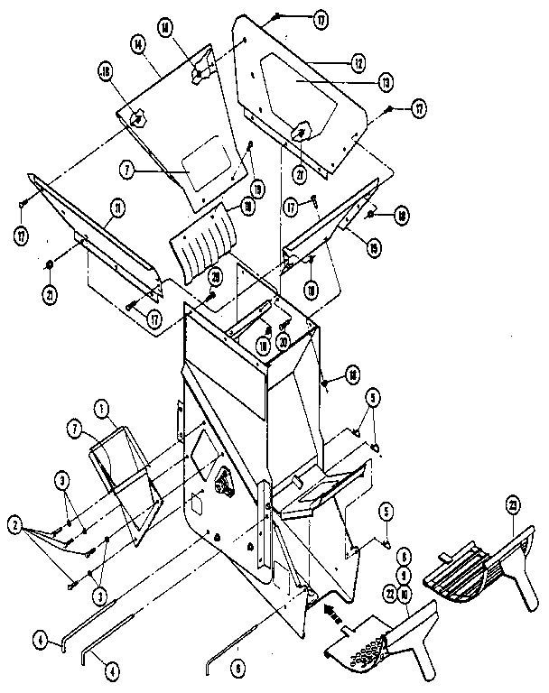 Shredder hopper/chute/screens (5hp model)