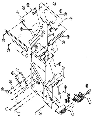 Shredder hopper/chute/screens (5hp model)