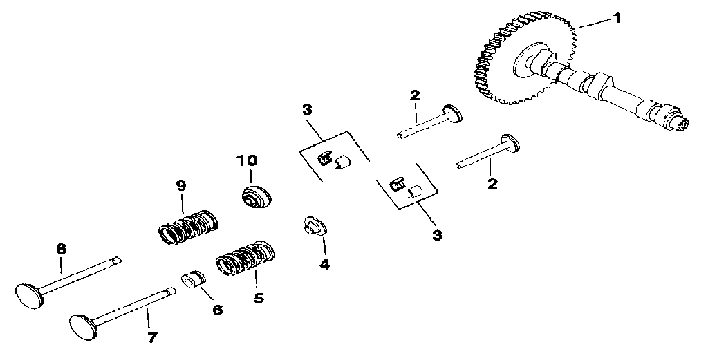 Camshaft and valves