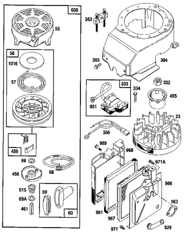 Rewind starter and air cleaner assembly