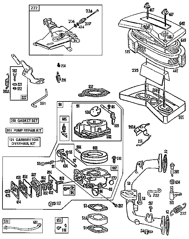 AIR CLEANER BODY AND CARBURETOR ASSEMBLY