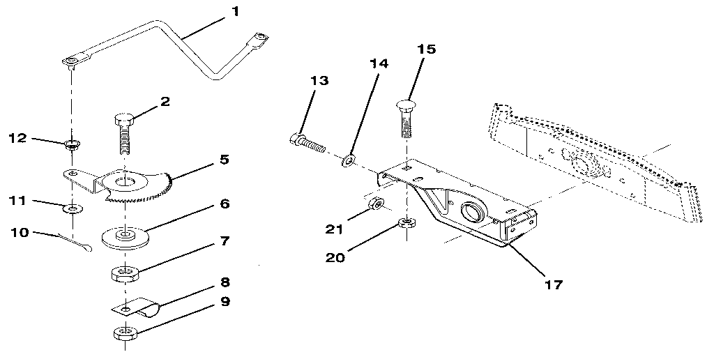 Sector gear/axle support