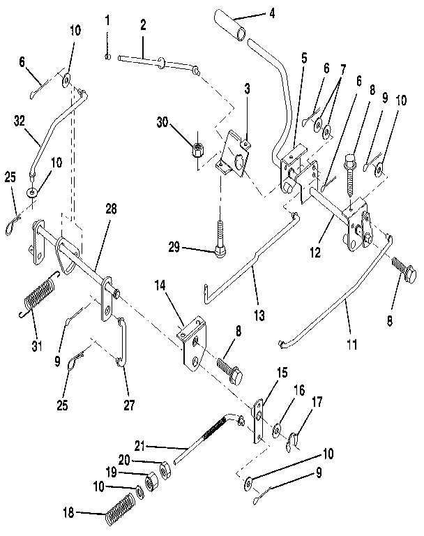 Brake/rear mower lift assembly