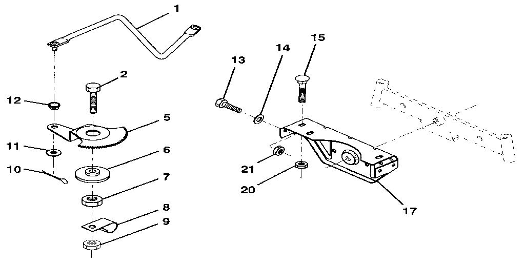 Sector gear/axle support