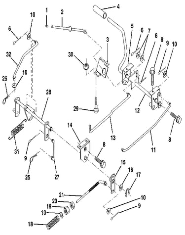 Brake/rear mower lift assembly