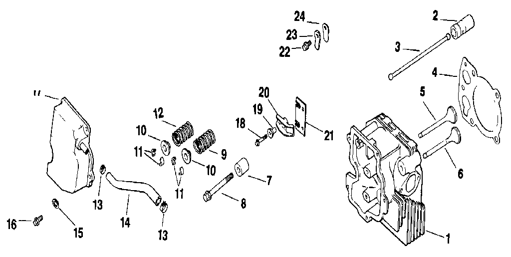 Cylinder head, valve and breather