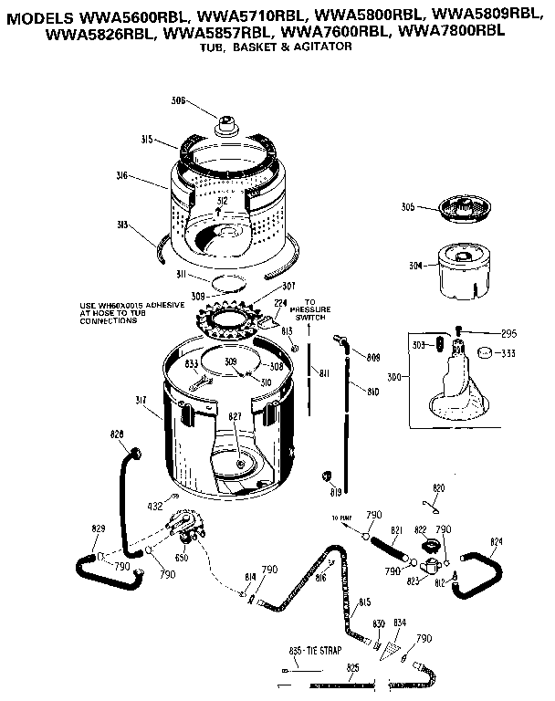 TUB, BASKET & AGITATOR