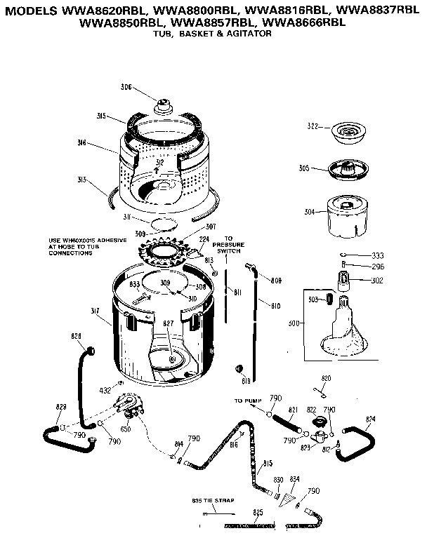 TUB, BASKET & AGITATOR