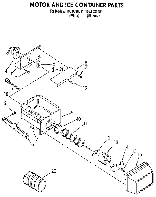 Motor and ice container