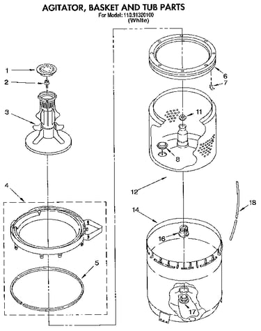Agitator, basket and tub