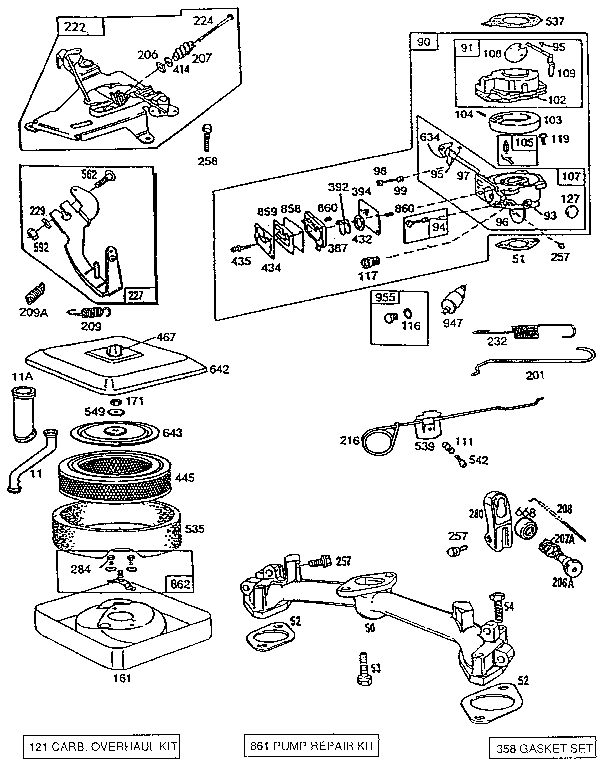 AIR CLEANER BODY AND CARBURETOR ASSEMBLY