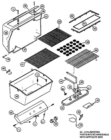 Grill and burner section