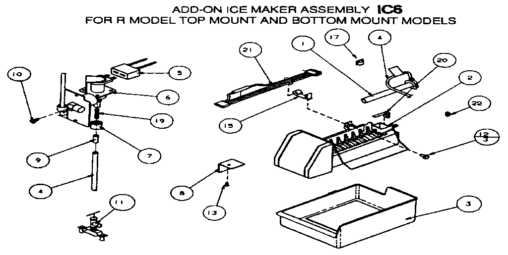 Add-on ice maker assembly