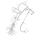 Troybilt 12065 handlebars, forward clutch cable, and handlebar mounting diagram