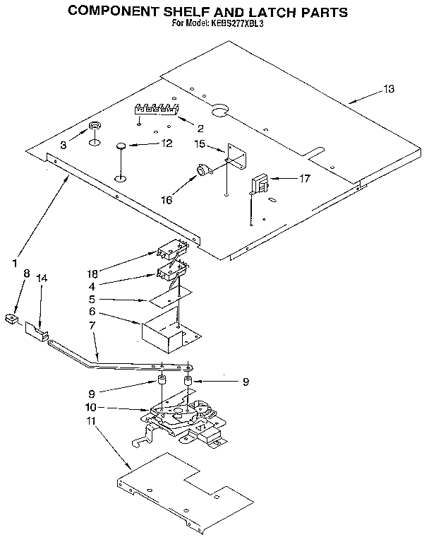 Component shelf and latch