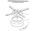 KitchenAid KUDI220WWH2 lower washarm and strainer diagram