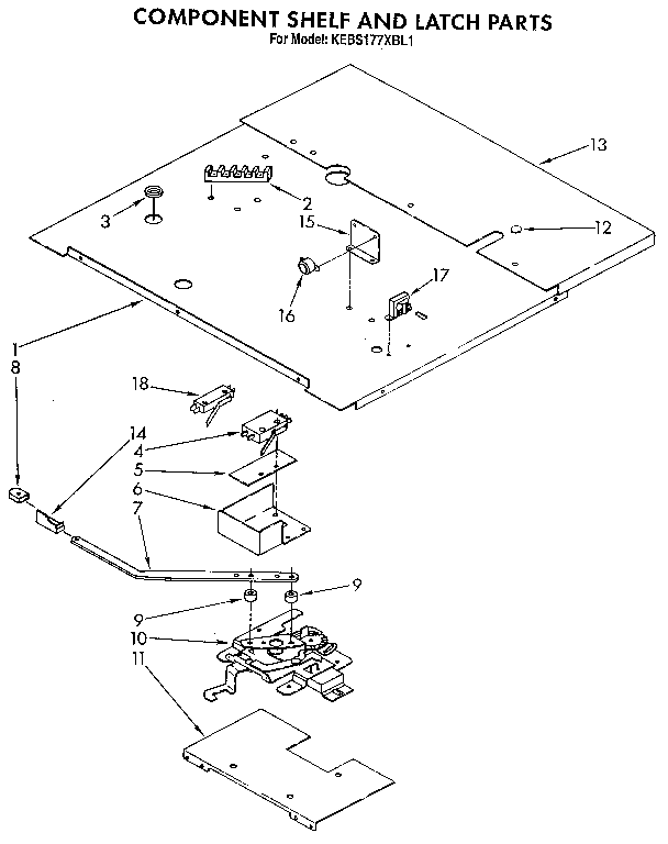 Component shelf and latch