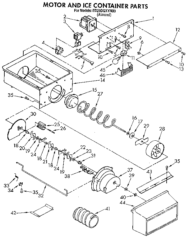 Motor and ice container