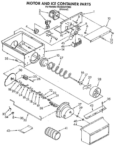Motor and ice container