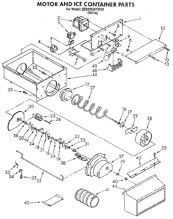 Motor and ice container