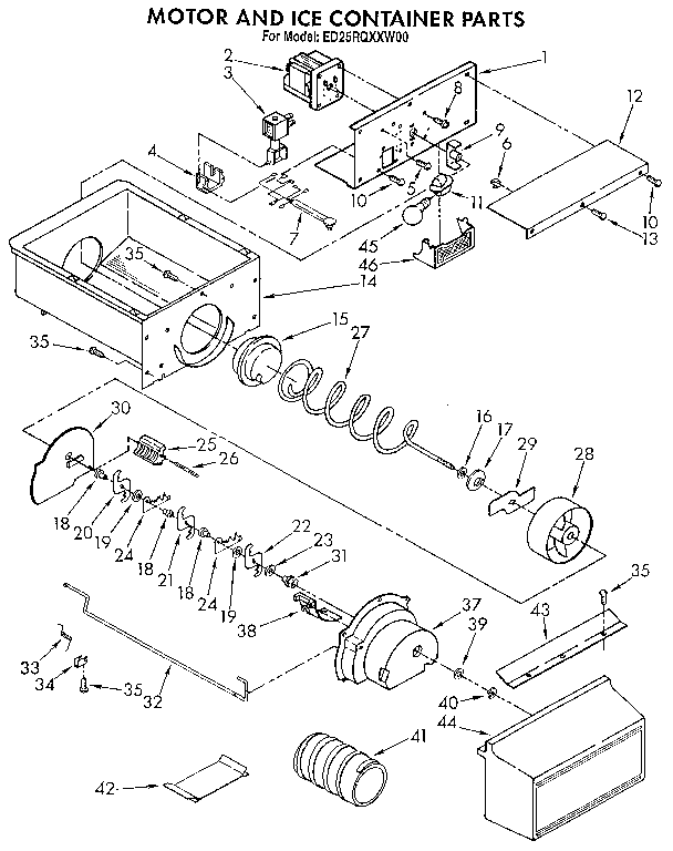 Motor and ice container