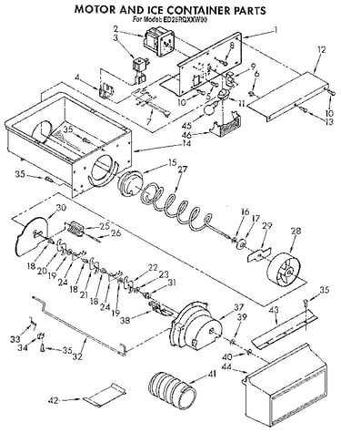 Motor and ice container
