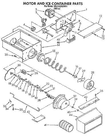 Motor and ice container