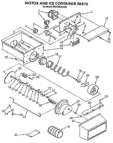 Motor and ice container