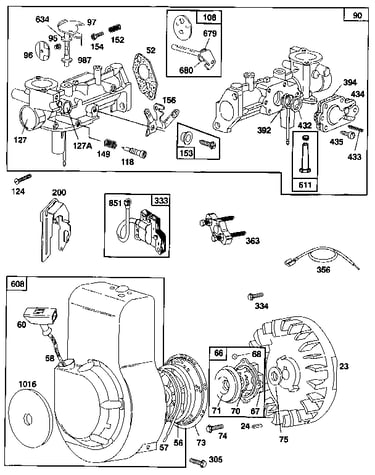 Carburetor and blower housing assembly