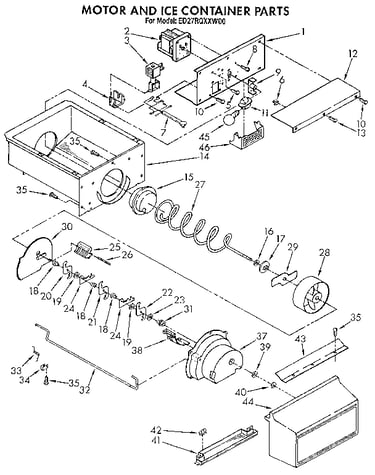 Motor and ice container