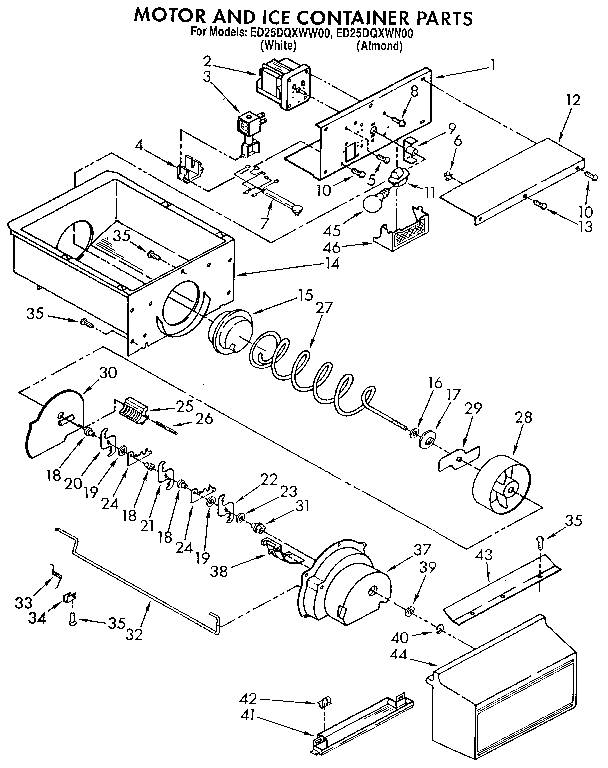 Motor and ice container