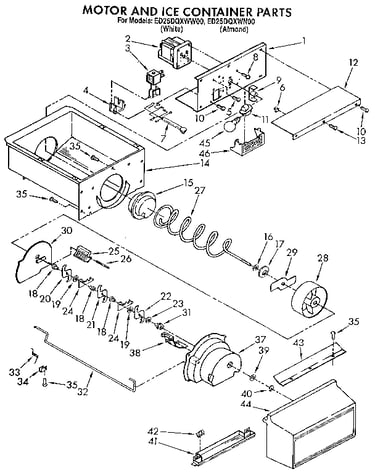 Motor and ice container