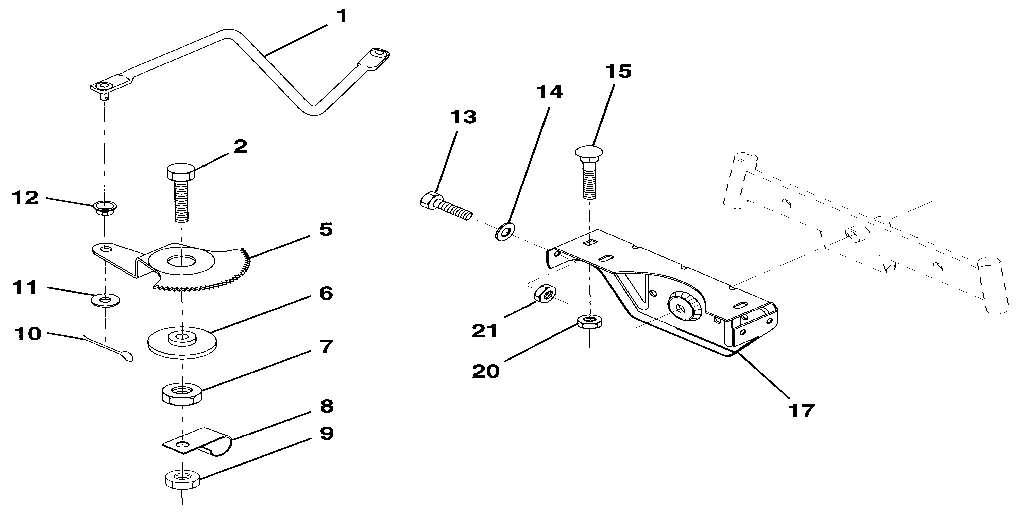 Sector gear/axle support