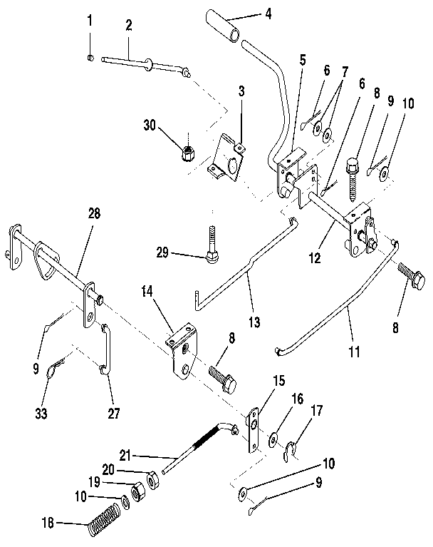 Brake/rear mower lift assembly