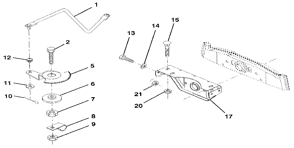 Sector gear/axle support