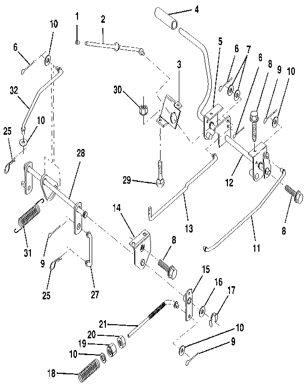 Brake/rear mower lift assembly