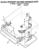 Bleach, detergent and rinse dispenser