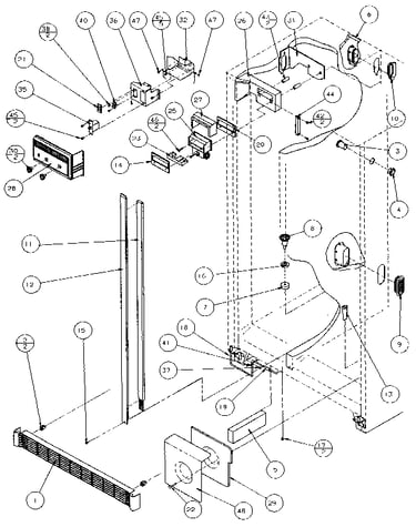 Refrigerator/freezer controls and cabinet