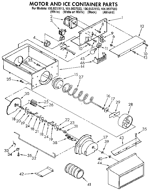 Motor and ice container