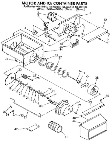 Motor and ice container