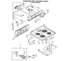 Whirlpool RF366BXVW3 cooktop and control diagram