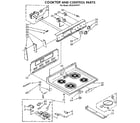 Whirlpool RF366BXVW1 cooktop and control diagram