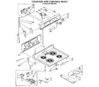 Whirlpool RF366BXVW0 cooktop and control diagram