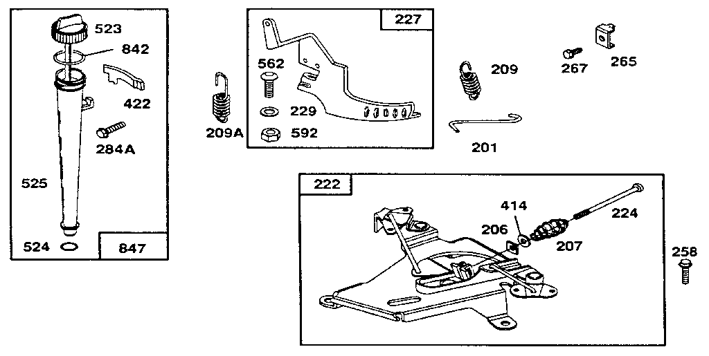 Dip stick and governor parts