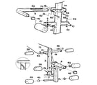 Weider E225 (SELF RETURNING CYLINDER) peck-deck arm attachment & leg curl assemblies diagram
