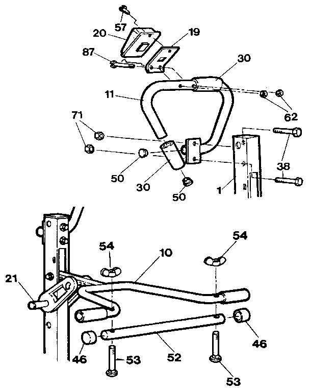Stepper handle & leg press bar assemblies