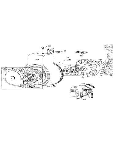 Rewind starter and flywheel assembly