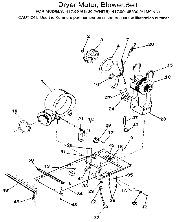 DRYER MOTOR, BLOWER, BELT