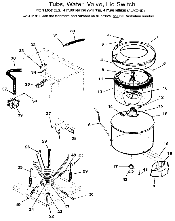 TUBS, WATER, VALVE, LID SWITCH