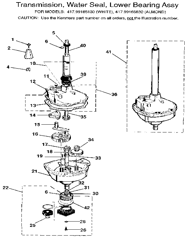 TRANSMISSION, WATER SEAL, LOWER BEARING ASSY